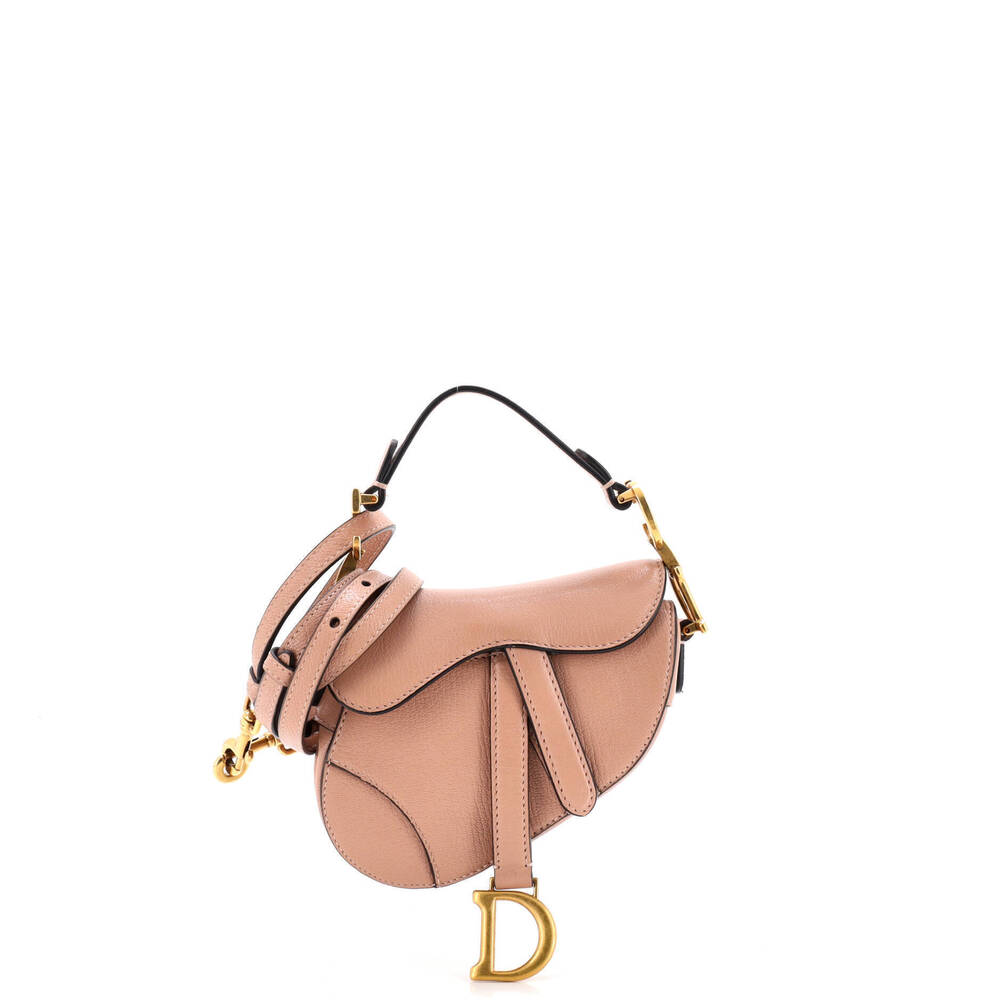 Christian Dior Micro Saddle Handbag with Strap Leather